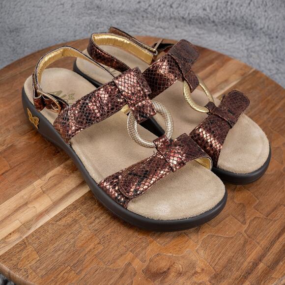ALEGRIA JULIE JUL-742 METALLIC GOLD BRONZE SNAKE MOCK SANDALS WOMEN'S 36 - Picture 1 of 7
